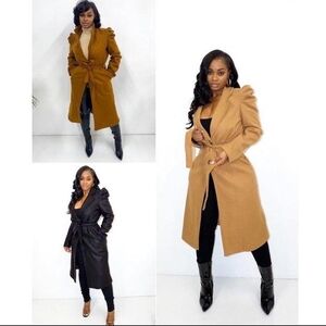 Elegant Women's Tan and Black Coat